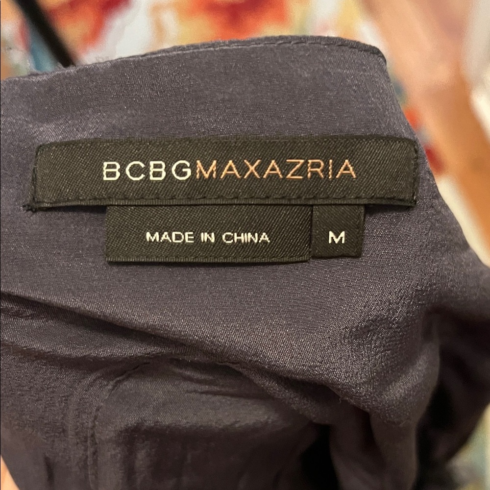 BCBG 100% silk Maxaria Lined Halter Wrap Chiffon top in Charcoal Gray/navy/black - Picture 8 of 10